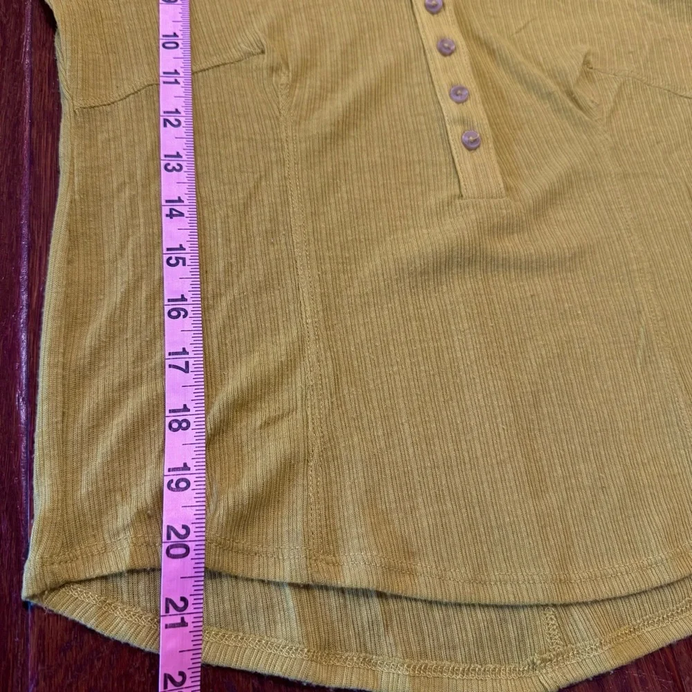Anthropologie Pilcro Chartreuse Yellow Long Sleeve Henley Top - Picture 8 of 11